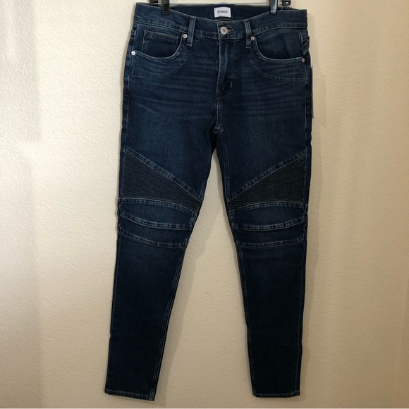 Hudson Mens 33 Ethan Biker Skinny Jeans Moto Medium Wash NWT - Picture 2 of 12